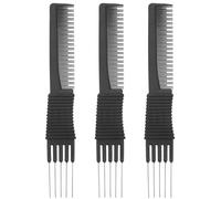 Beaupretty 3pcs Black Carbon Fiber Static Hair Combs Lightweight Rat Tail Styling Tools for Thick Curly Straight Hair for Daily Use