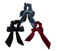 Beaupretty 3pcs Bow-knot Hair Tie and Hair Bands Set for Women Vintage Fabric in Black Dark Green Wine Red for Ponytail Styling and Daily Use