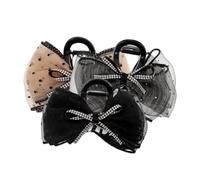 Beaupretty 3pcs Bow Tie Clip Hair Grip Clamps Rhinestones Assorted Black Gray Snap Hair Clips for Ponytail Creative Headwear