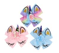 Beaupretty 3pcs Boys and Girls Sequin Unicorn Hair Bows Girls Hair Clips Alligator Barrettes for Boy Party
