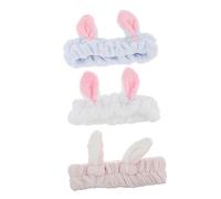 Beaupretty 3pcs Bunny Ear Spa Facial Headband Hair Band for Washing Face Cute Rabbit Ear Design for Makeup Skincare Suitable for Adults Random Color