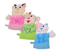 Beaupretty 3pcs Cartoon Bathing Gloves for Toddlers Sponge for Bathing Exfoliating Shower Glove Adorable Animals Bath for Bath