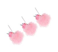 Beaupretty 3Pcs Cartoon Unicorn Bath Mesh Balls for Comfortable Body Scrubbers Gentle Exfoliating Portable Shower Loofah Quick-Dry PE Net Sponge in Pink