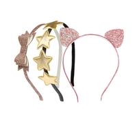 Beaupretty 3pcs Cat Ear Headband Bow Star Glitter Sequins Hairband for Girls Fashion Hair Accessories