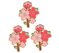 Beaupretty 3pcs Cherry Blossom Lapel Pins Metal Brooch with Cute Cartoon Flower Design for Hats Bags Clothes Multifunctional Floral Pins for Backpacks and Scarves Delicate Colored Jewelry