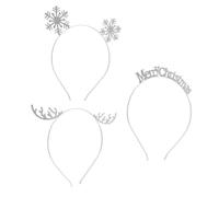 Beaupretty 3pcs Christmas Rhinestone Snowflake Headbands for Women Party Hairbands with Comfortable Fit Xmas Hair Accessories for Christmas Year Masquerade and Birthday Celebrations