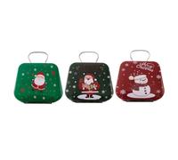 Beaupretty 3pcs Christmas Tinplate Candy Boxes with Handle Mini Cookie Tins Portable Holiday Treat Storage Containers Festive Biscuit and Sweet Jar