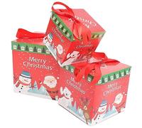 Beaupretty 3Pcs Christmas Treat Boxes Lightweight Paper Goodie Boxes with Festive Xmas Patterns Compact Gift Containers for Candy Party Favors Wedding and Holiday Celebrations