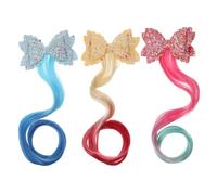 Beaupretty 3Pcs Colored Hair Clips for Glitter Bow Accessories Curly Hair Extensions for Dress Wigs for Parties Comfortable and Easy Styling Hair Accessories