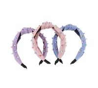Beaupretty 3Pcs Colorful Faux Pearl Wide Knot Headbands for Women Lightweight Sturdy Hair Hoops Skin Friendly Hair Accessories for Stylish and Comfortable Wear