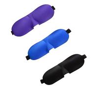 Beaupretty 3pcs Contoured Sleep Mask Lightweight Eye Covers Adjustable Strap for Travel Work Naps Black Blue Purple Comfortable Night Eyeshade