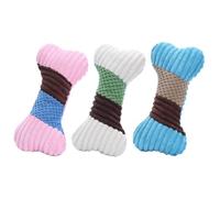 Beaupretty 3pcs Dog Chew Interactive Plush Squeaky Bone Shape Sturdy Puppy Bite Chew Set with White, Blue, and Pink for Pet Play and Teething