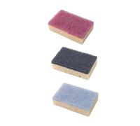 Beaupretty 3pcs Double-Sided Sponge Scouring Pad Scrub Sponge for Dish Washing Kitchen Cleaning Grey Brick Random Color