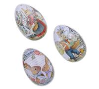 Beaupretty 3pcs Easter Tinplate Candy Containers Set, Small Egg-Shaped Sweets Storage Boxes 6.5x4.5x5cm, Creative Candy Packing Boxes for Holiday Treats and Giving Random Style
