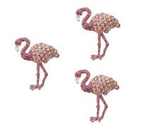 Beaupretty 3pcs Elegant Pink Crystal Flamingo Brooch Pin for Women and Alloy Rhinestone Breastpin Clip Accessory for Sweaters Jackets Dresses Party and Wedding Decoration