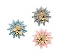 Beaupretty 3pcs Enamel Daisy Flower Bee Brooch Pins for Women Unique Alloy Design Versatile Accessories for Clothing Luggage Special Occasions for Valentine Day Anniversaries Random Color