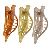 Beaupretty 3pcs French Curved Hair Clips Acrylic Flat Claw Clips for Women Hair Styling Accessories