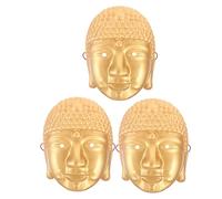 Beaupretty 3pcs Golden Buddha Head Mask Set for Halloween Party Costume, Chinese Buddha Face Mask Cosplay Accessory for Men and Women