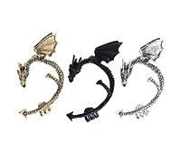 Beaupretty 3pcs Gothic Punk Dragon Ear Clips Vintage Style Wing Ear Cuff Earrings No Piercing Required for Parties Clubs and Special Occasions Unique Idea for Friends and Loved Ones