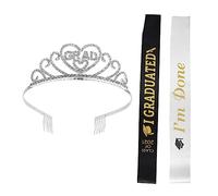 Beaupretty 3pcs Graduation Sash Crown Set Elegant Headdress Etiquette Belt for Unforgettable Ceremony for Parties Celebrations Special Letter Design Great Fun for Graduates