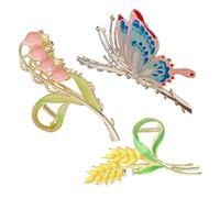 Beaupretty 3pcs Hair Bun Clip French Hair Clips Flower Claw Butterfly for Women for Long Thin
