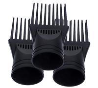 Beaupretty 3PCS Hair Dryer Wind Comb Set Professional Flat Mouth Nozzle Attachments for Quick Drying Compatible with Hair Dryers High Temperature Resistant Black