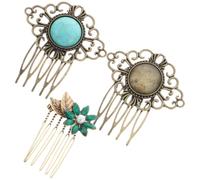 Beaupretty 3pcs Hair Parting Combs Vintage Style Alloy and Crystal, Delicate Bridal Hair Accessories Featuring Versatile Combinations for Wedding and Casual Wear