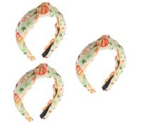 Beaupretty 3pcs Halloween Headbands for Women Knotted Headwear Pumpkin Print Wide Brim Fabric Thanksgiving Decor Headband