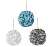 Beaupretty 3pcs Hanging Towel Microfiber Hand Towels Fuzzy Ball Quick Dry Super Absorbent Simple Design Stylish Adornments with Hanging Loop for Kitchen and Bathroom