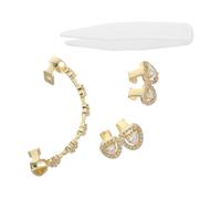 Beaupretty 3pcs Heart-shaped Zirconia Hip Hop Teeth Grills for Women Comfortable Fit Hollow Fang Design Metal Halloween Costume Party Accessory