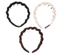 Beaupretty 3pcs High Crown U-shaped Teeth Comb Headbands for Women Non-slip Twisted Satin Covered Hair Bands for Face Wash Makeup and Volumizing Hair Styling