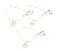 Beaupretty 3pcs Holiday Reindeer Headband Sparkly Rhinestone Antler Hair Hoop Comfortable Lightweight Festive Christmas Costume Accessory for Party Prom Halloween Cosplay