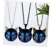 Beaupretty 3pcs Imitation Wolf Necklace Chinese Style Pendant Alloy Jewelry Decoration for Men Lightweight Stylish Costume Accessories in Bronze Silver Black