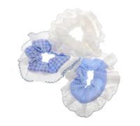 Beaupretty 3pcs Lace Edge Checkered Scrunchies for Women High Elastic Hair Ties Lightweight Hair Bands with Chic Lace Detail Elegant Accessories for Festival Styling