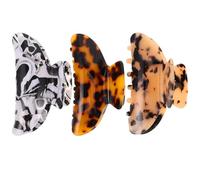 Beaupretty 3Pcs Leopard Print Acetate Hair Claw Clips for Women French Style Tortoise Jaw Clips with Strong Hold Nonslip Updo Hair Accessories