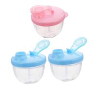 Beaupretty 3pcs Milk Powder Container Outdoor Travel Dispenser with Three Sealed Compartments Leak Storage Box for Formula Snacks and Food and Pink Colors