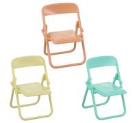 Beaupretty 3pcs Mini House Folding Chair Model Set - Plastic Simulation Dollhouse Chairs in Yellow, Green Peach - Miniature Doll Furniture for Dollhouse Decoration and Play