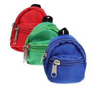 Beaupretty 3Pcs Miniature Doll Backpack for Mini House Decoration Decorative Mini Backpacks Blue Red Green Realistic Tiny Ornaments for Dollhouse and Desktop Display