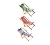 Beaupretty 3pcs Miniature Wooden Beach Chairs for Dollhouse Stable Deck Chairs Red Blue Green Solid Mini Furniture for DIY Dollhouse Outdoor Beach Decoration