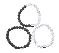 Beaupretty 3pcs Natural Bead Bracelet Unisex Luck Jewelry Black White Beaded Bracelets for Everyday Wear Special Occasions Attract Wealth Prosperity