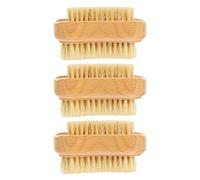 Beaupretty 3pcs Natural Beech Wood Pigs Hair Double-sided Nail Brush Professional Manicure Tool Portable Nail Cleaner for Daily Use