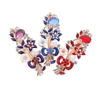 Beaupretty 3pcs Pearl Hair Clips with Rhinestones Elegant Christmas Hair Accessories for Red Blue and Purple Barrettes for Special Occasions