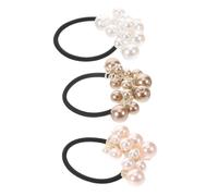 Beaupretty 3pcs Pearl Hair Ties Elegant Beaded Scrunchies High Elasticity Ponytail Holders for Women for Weddings Parties and Various Hairstyles White