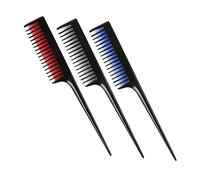Beaupretty 3pcs Plastic Tip Tail Combs Detangling Hairdressing Styling Combs Set for Home Use Black, Red, Blue Handles