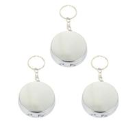 Beaupretty 3pcs Portable Pocket Ashtrays with Keychains Windproof Small Car Storage Boxes for Cigarette Ash Polished Silver Metal Cases for Travel and Daily Use