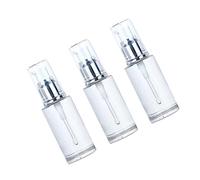 Beaupretty 3pcs Portable Pump Bottles for Essential Oil Empty Cosmetic Spray Dispenser Stylish Silver and White Design for Travel