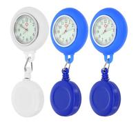 Beaupretty 3pcs Portable Silicone Nurse Fob Watches with Stretchable Round Design Precision Quartz Movement Unisex Pocket Watches for Doctors and Nurses Black Light Blue White