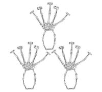 Beaupretty 3pcs Punk Skeleton Finger Chain Bracelet Gothic Skull Hand Jewelry for Halloween Cosplay Unique Metal Design for Style and Distinctive Fashion Statement