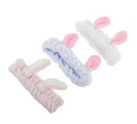 Beaupretty 3pcs Rabbit Ear Beauty Facial Headbands for Women Elastic Wide Hair Bands for Washing Face Makeup Yoga Soft Breathable Material Cute Spa Hair Accessories Random Color