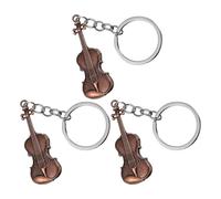 Beaupretty 3pcs Retro Violin Metal Keychain Set, Vintage Musical Instrument Keyring Pendant for Car Keys and Bag Accessories, Gift for Music Lovers